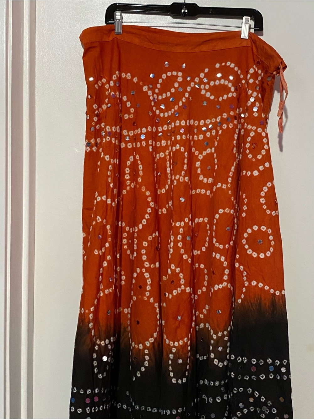 Women’s Orange & Black Ombre India inspired Maxi Skirt